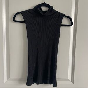 Rachel Zoe Charcoal Ribbed Turtleneck Top